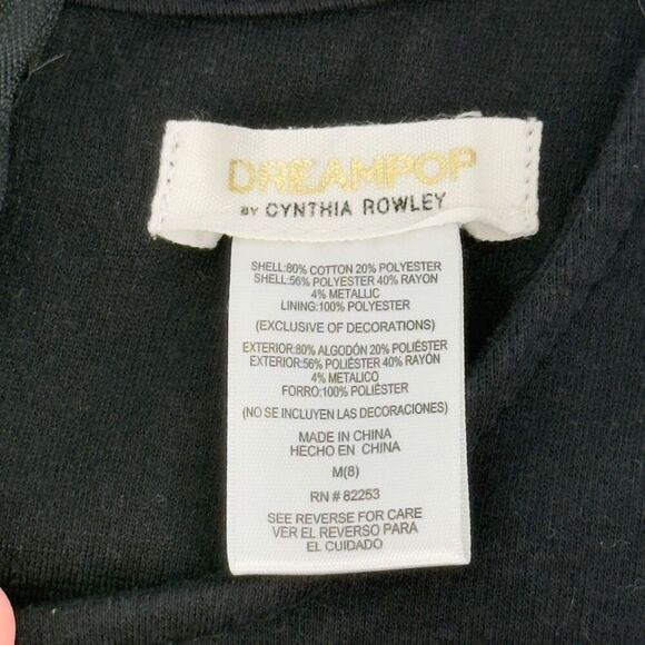 Dreampop by Cynthia Rowley Girl’s Metallic Polka Dot Dress M/8 Black Blue - Picture 8 of 9